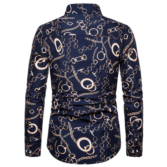 Fashion Men'S Button Shirt Men Casual Print Shirt Long Sleeved Shirts.