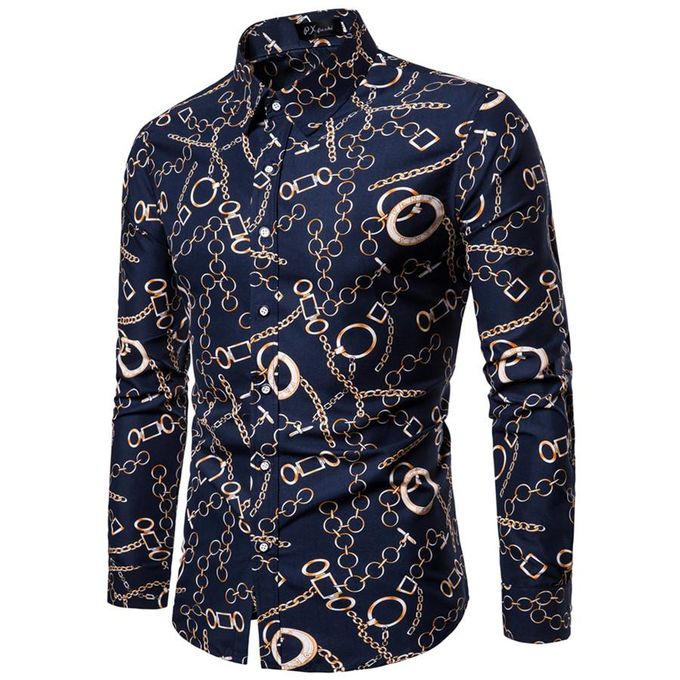 Fashion Men'S Button Shirt Men Casual Print Shirt Long Sleeved Shirts.