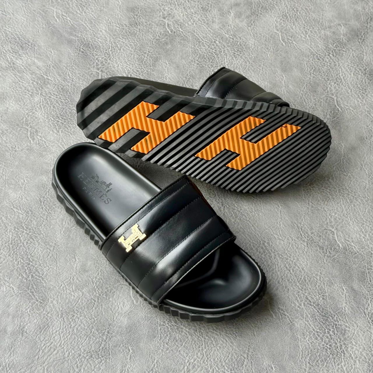 Hermes Black Sandals.