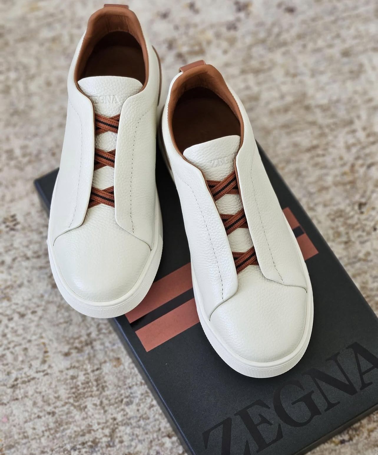 Zegna Triple Stitch Sneakers White Deerskin